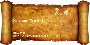 Kremm András névjegykártya